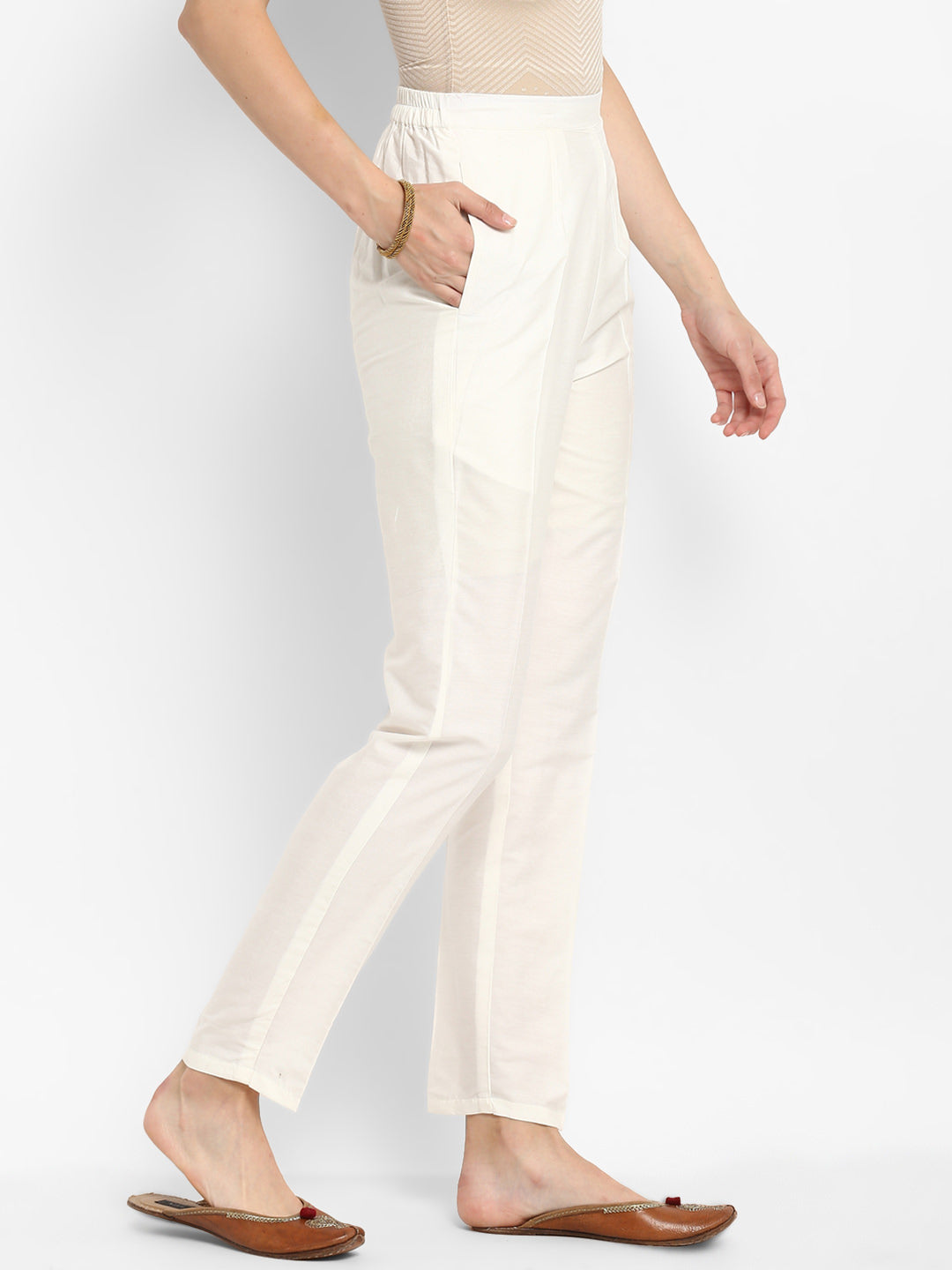 Off-White Straight Pants with Pockets