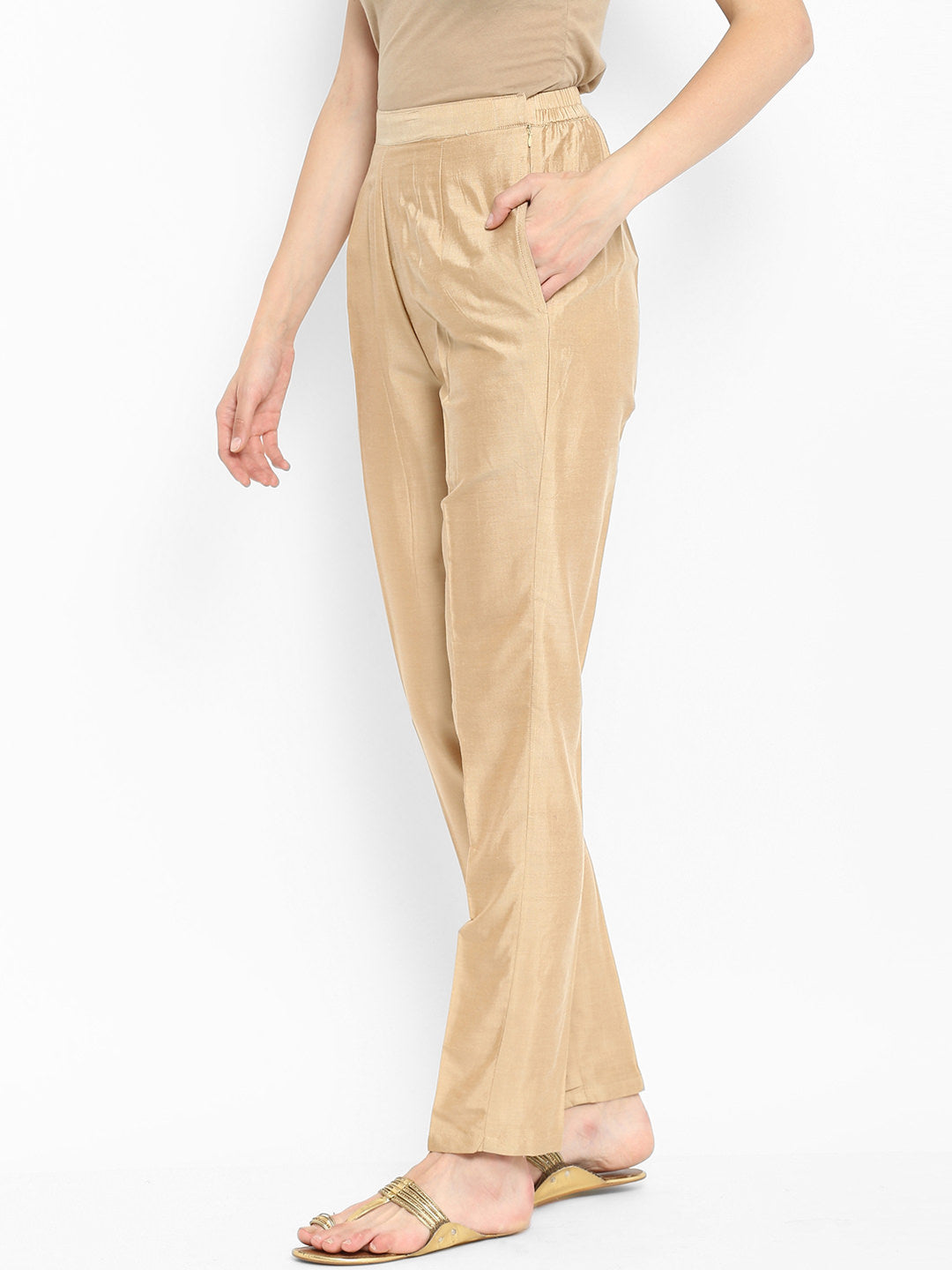 Abhishti Polysilk Straight Pants with Pockets