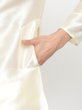 Men Ivory Mandarin Collar Banarasi Kurta