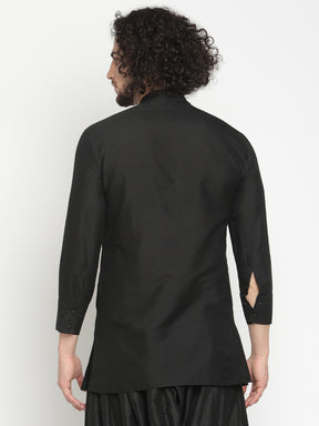 Men Black Short Banarasi Kurta