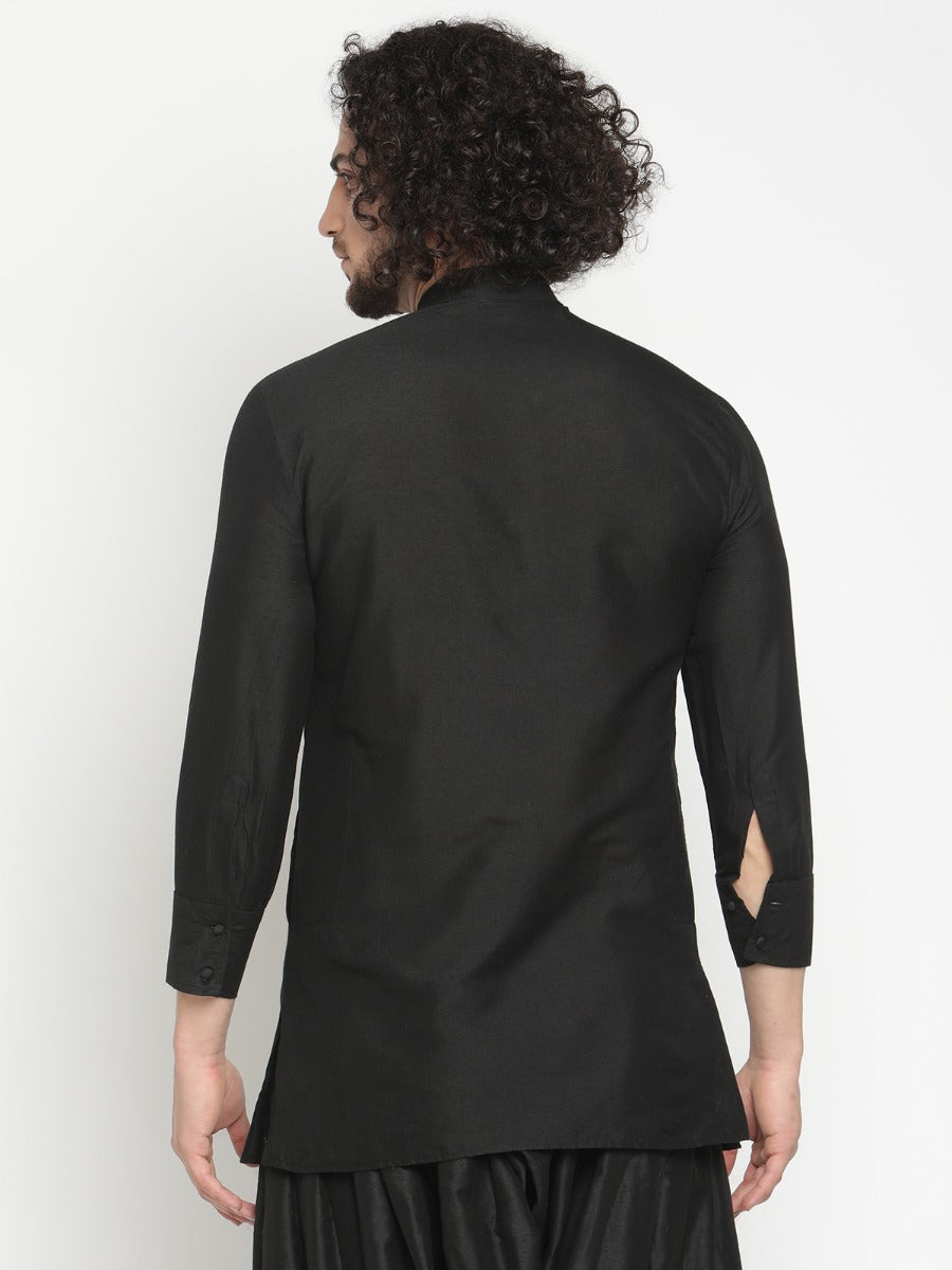 Men Black Short Banarasi Kurta