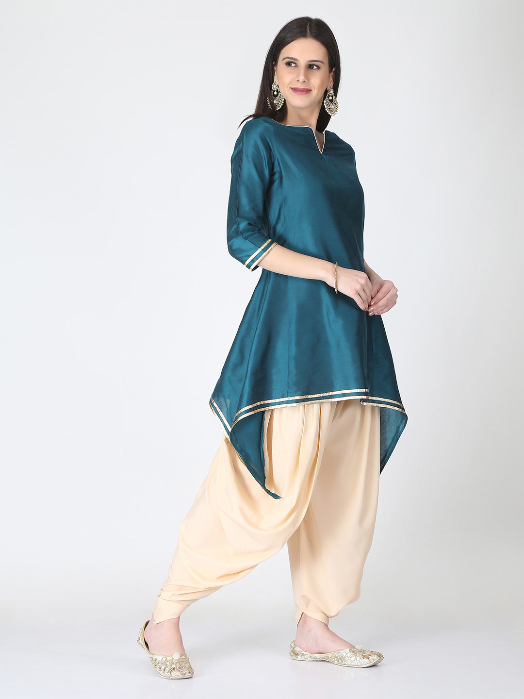 Peacock Green with beige Dhoti