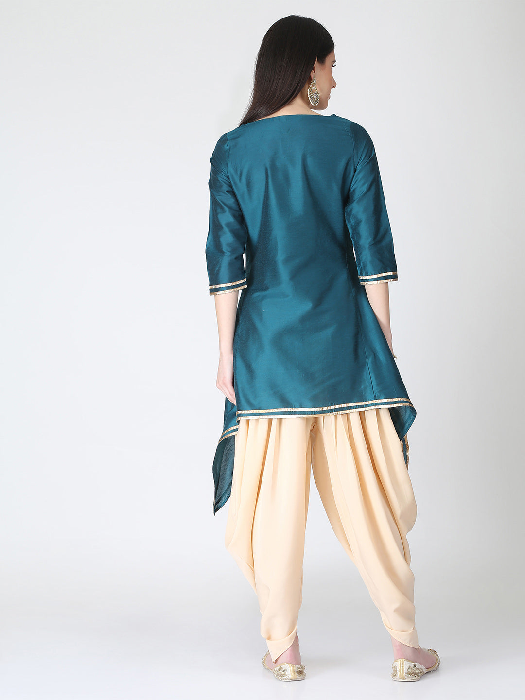 Peacock Green with beige Dhoti