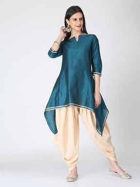 Peacock Green with beige Dhoti