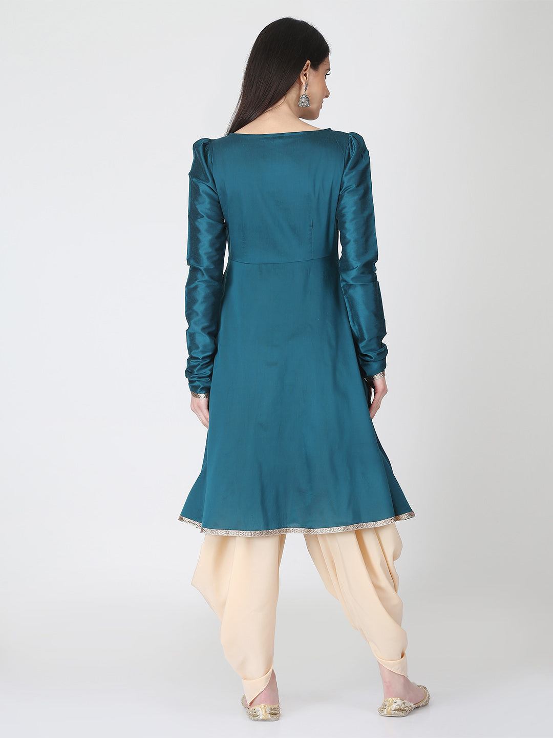 Peacock Green with beige Dhoti