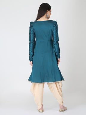 Peacock Green with beige Dhoti