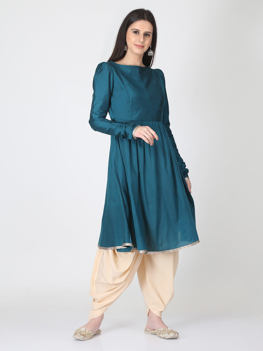 Peacock Green with beige Dhoti