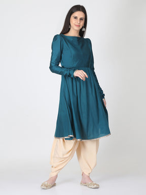 Peacock Green with beige Dhoti