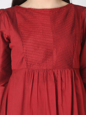 Maroon Kurta with off White Dhoti