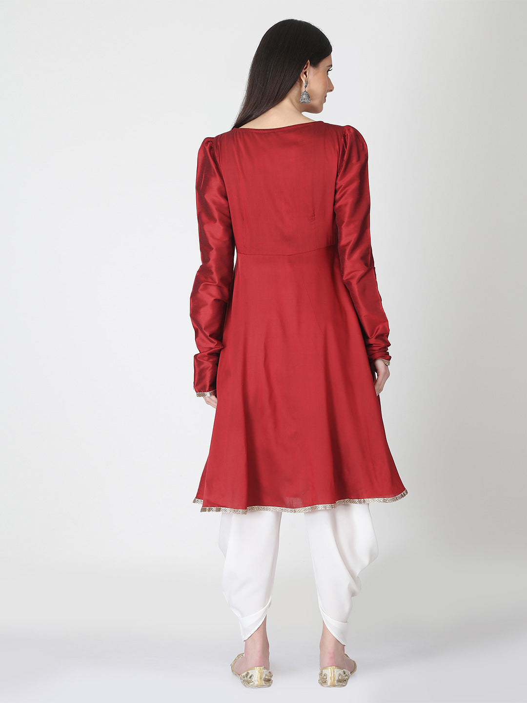 Maroon Kurta with off White Dhoti