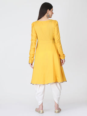 Yellow Kurta with off White Dhotii