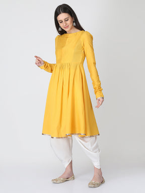 Yellow Kurta with off White Dhotii
