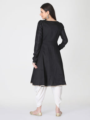 Abhishti Cotton Silk Flared Kurta With Churidar Sleeves And Gota Patti Kurta Set With Dhoti Pants