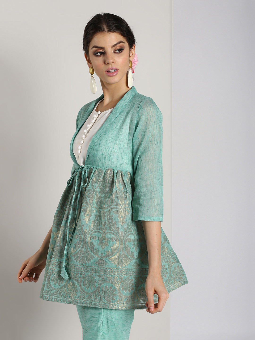 Buy Clickedia Womens Fully Stitched Rayon Ethnic Motifs Kurti with Pom Poms  and Peplum Tunic cut kurta/Kurti Online at Best Prices in India - JioMart.