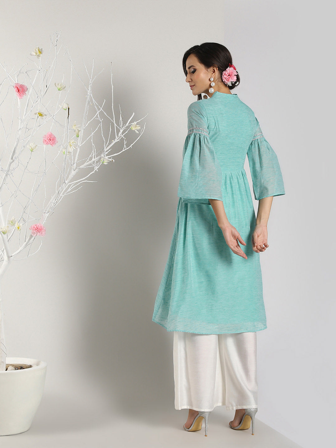 Abhishti Cotton Baswada Flared Pastel Kurta with Bottom