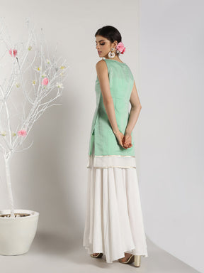 Abhishti Chandheri Zari Border Pastel Kurti with Bottom