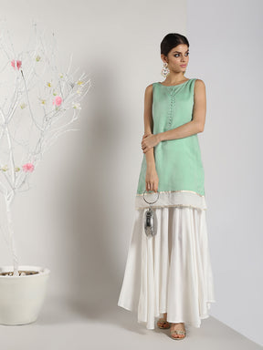 Abhishti Chandheri Zari Border Pastel Kurti with Bottom