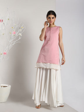 Abhishti Chandheri Zari Border Pastel Kurti with Bottom