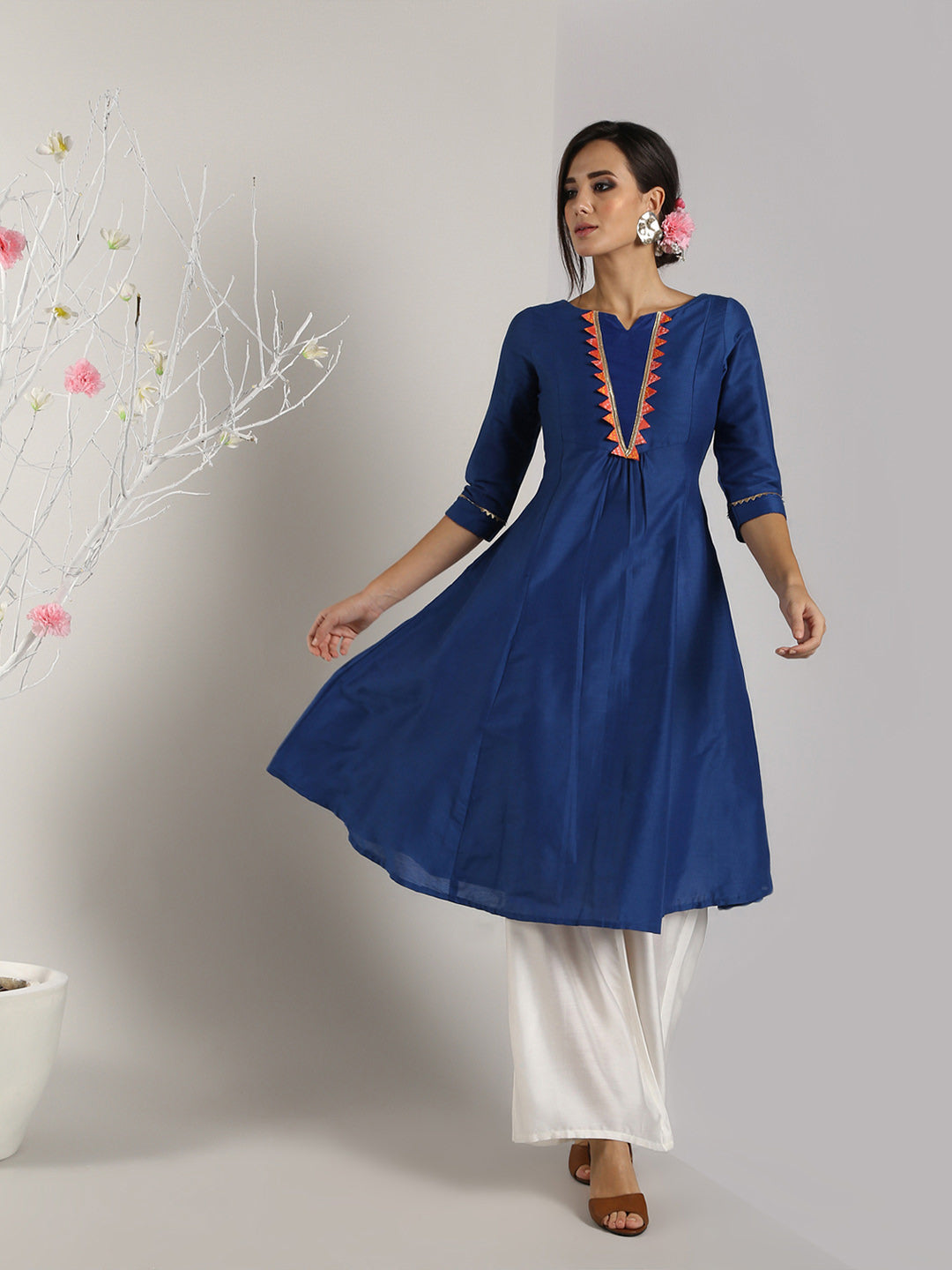 Abhishti Cotton Silk Kurta Bandhani Lace with Bottom