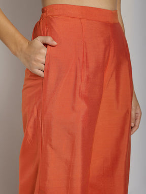 Abhishti Cotton Silk High Slit Kurta Lace detail with Bottom