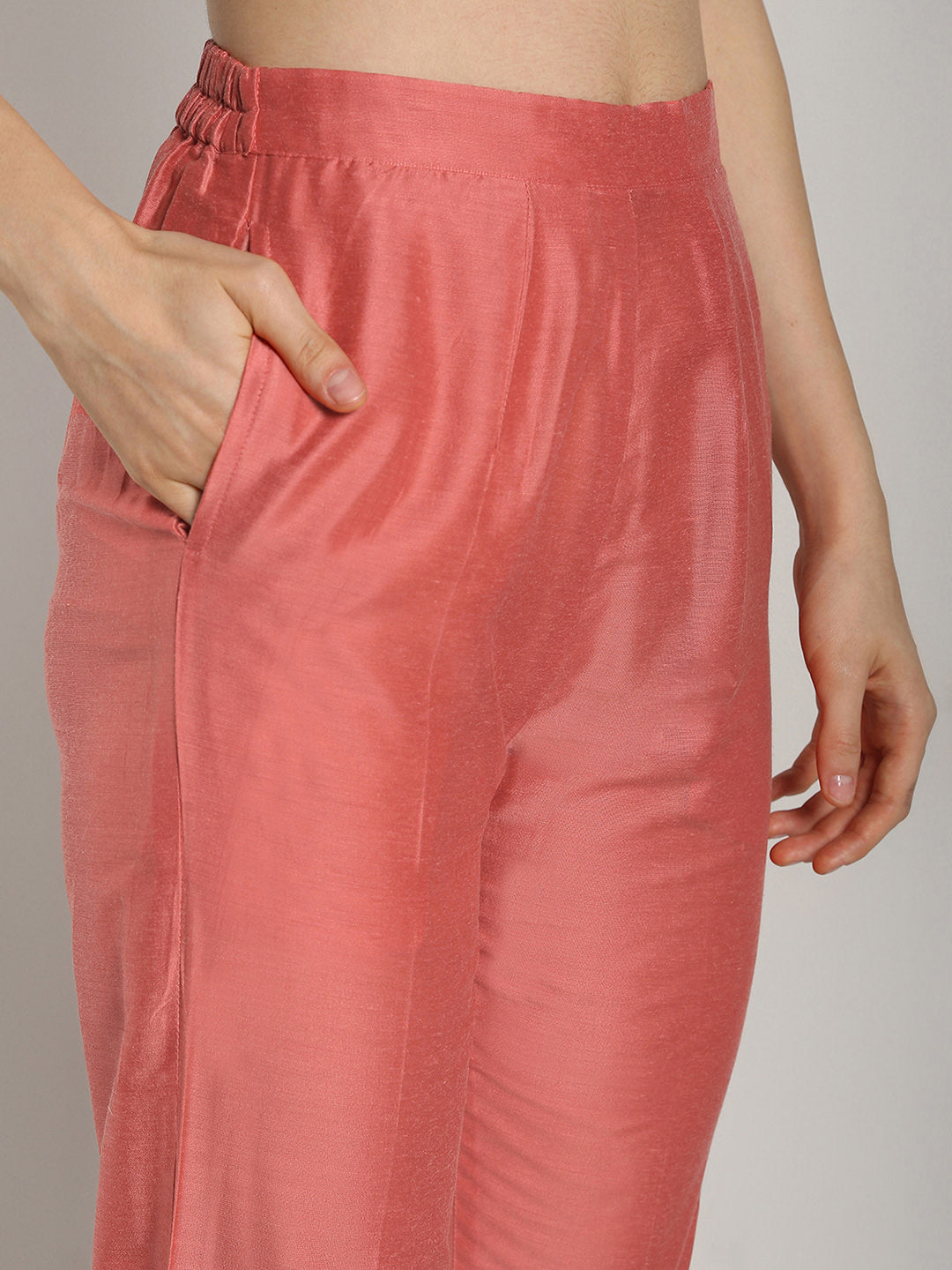 Abhishti Cotton Silk Anarkali Kurta Lace Kali Design with Bottom