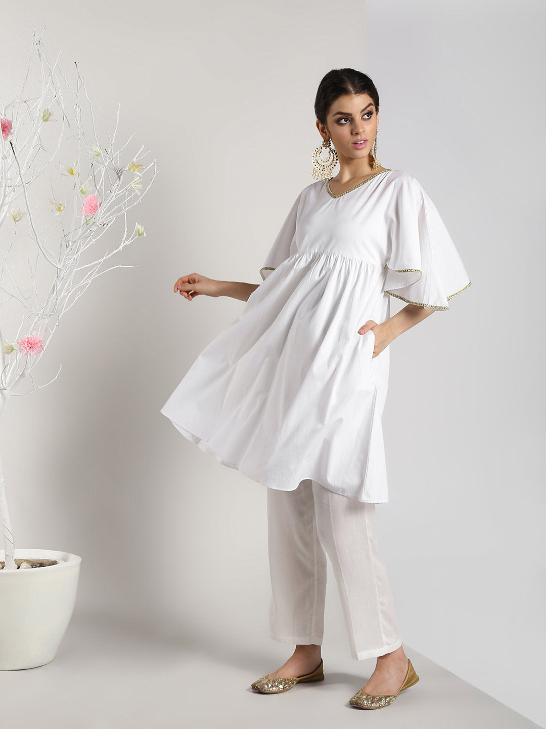Abhishti Cotton Kimono Sleeves Tunic with Bottom