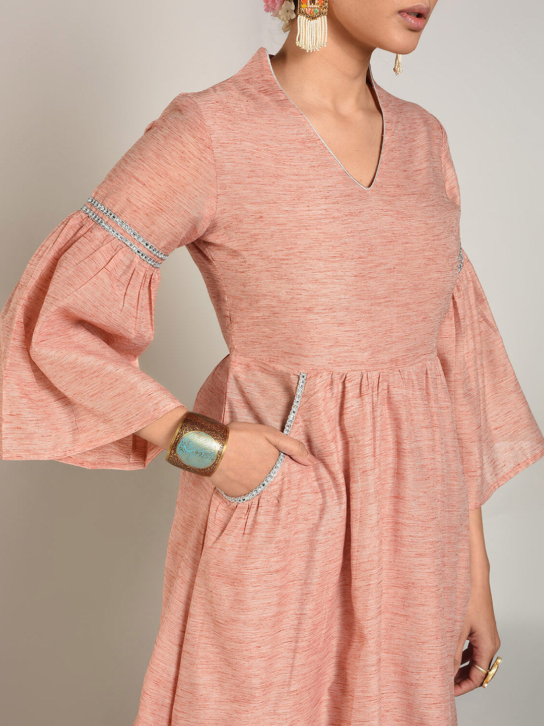 Abhishti Cotton Baswada Flared Pastel Kurta Set