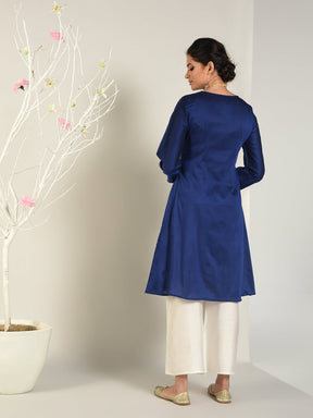 Abhishti Cotton Silk A-line Kurta with Bishop Sleeves Set