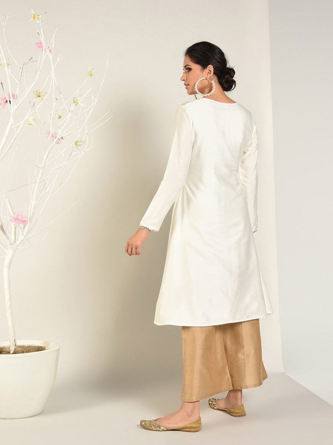 Abhishti Cotton Silk Lace Lined Angrakha Layered Kurta Set