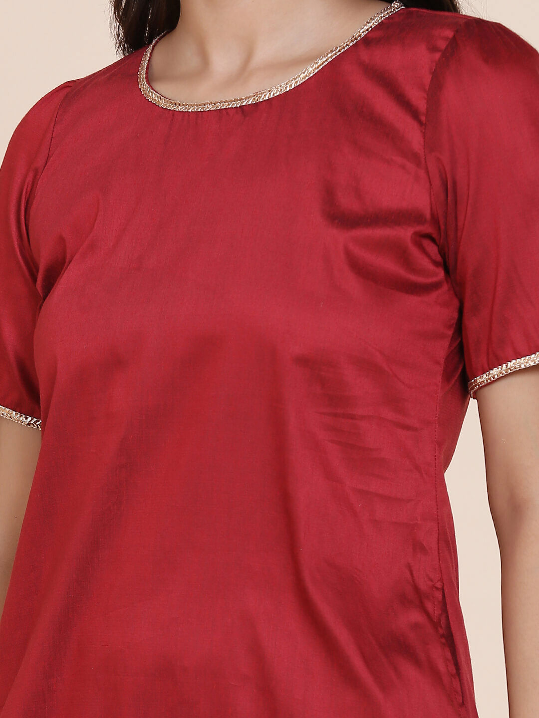 Abhishti cotton silk high-low kurta with back key hole detail with bottom