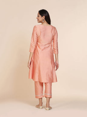 Abhsihti cotton silk kurta with side gathers & contrast details and Bottom
