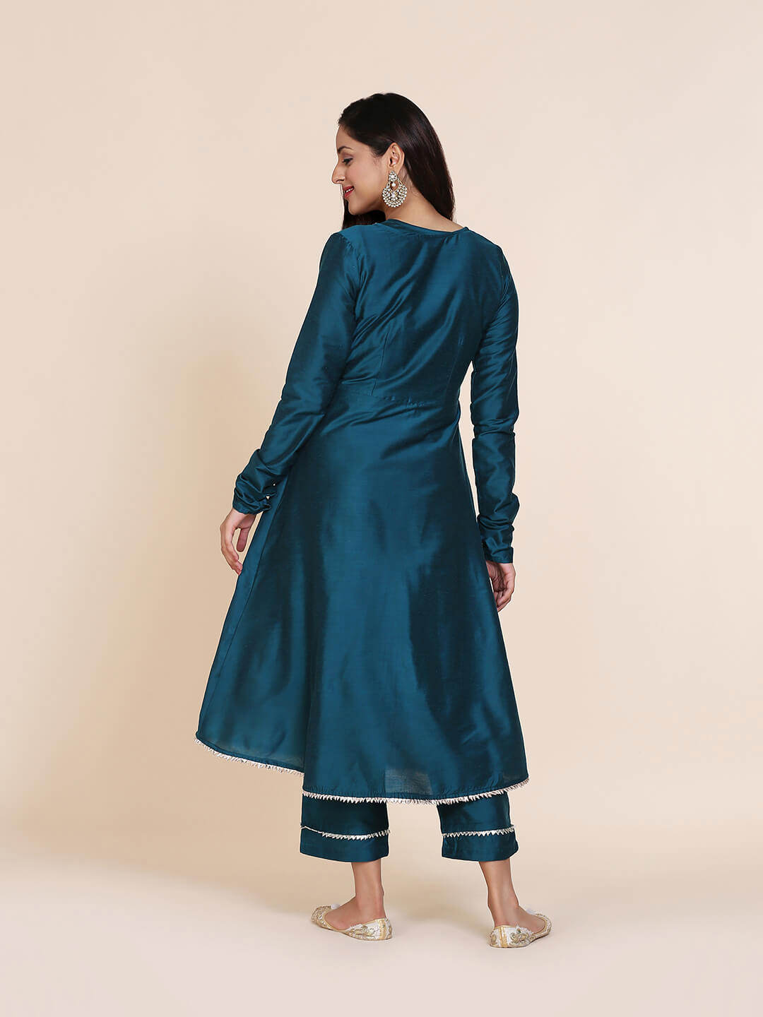 Peacock Green Kurta & Jacket with Same color straight pant