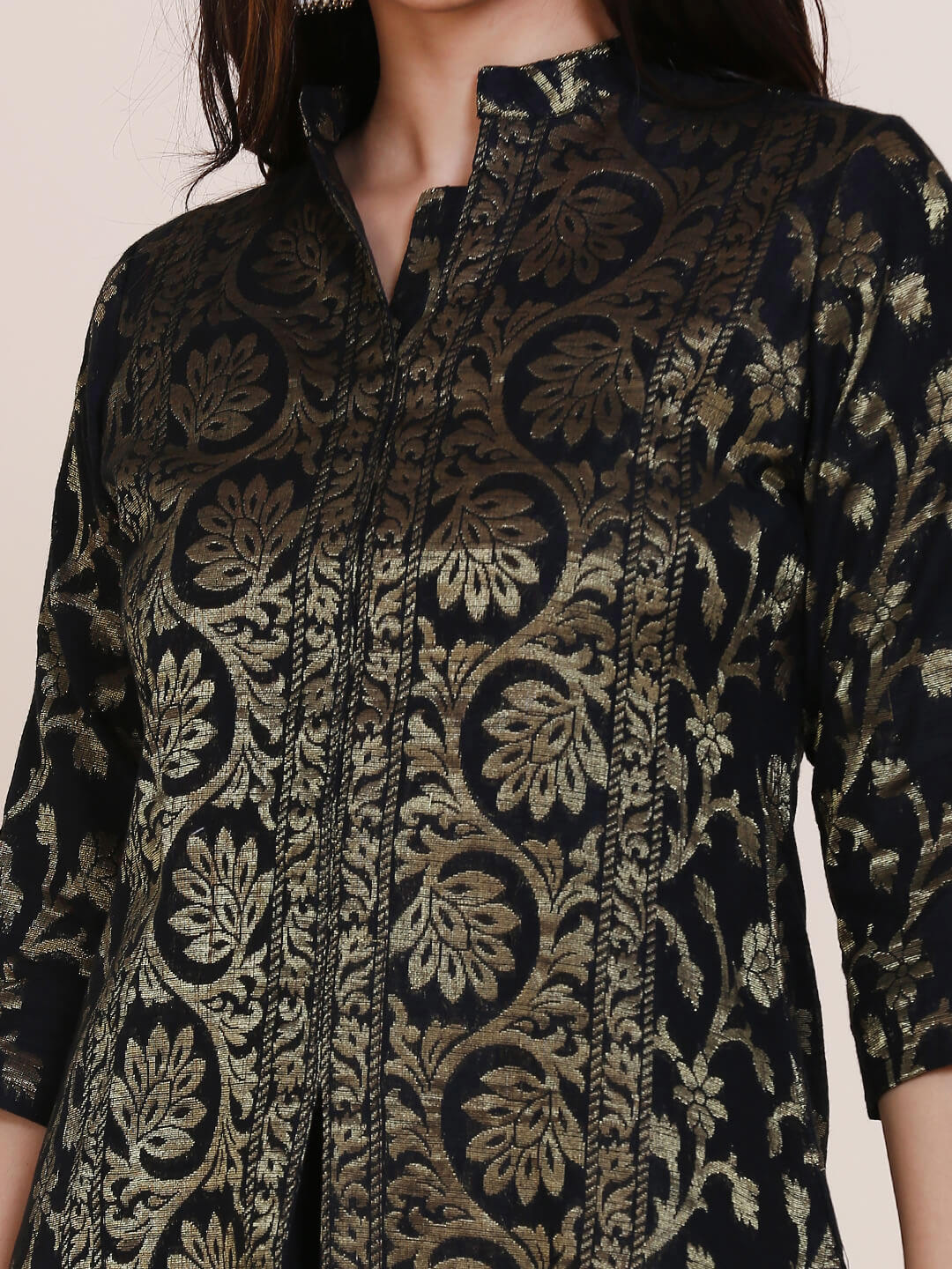 Black Banarasi Zari work Sherwani Kurta and bottom set