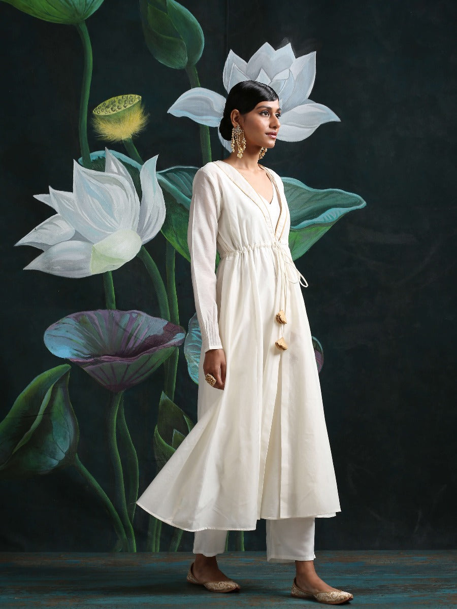 Off White Jacket & With white color kurta and bottom