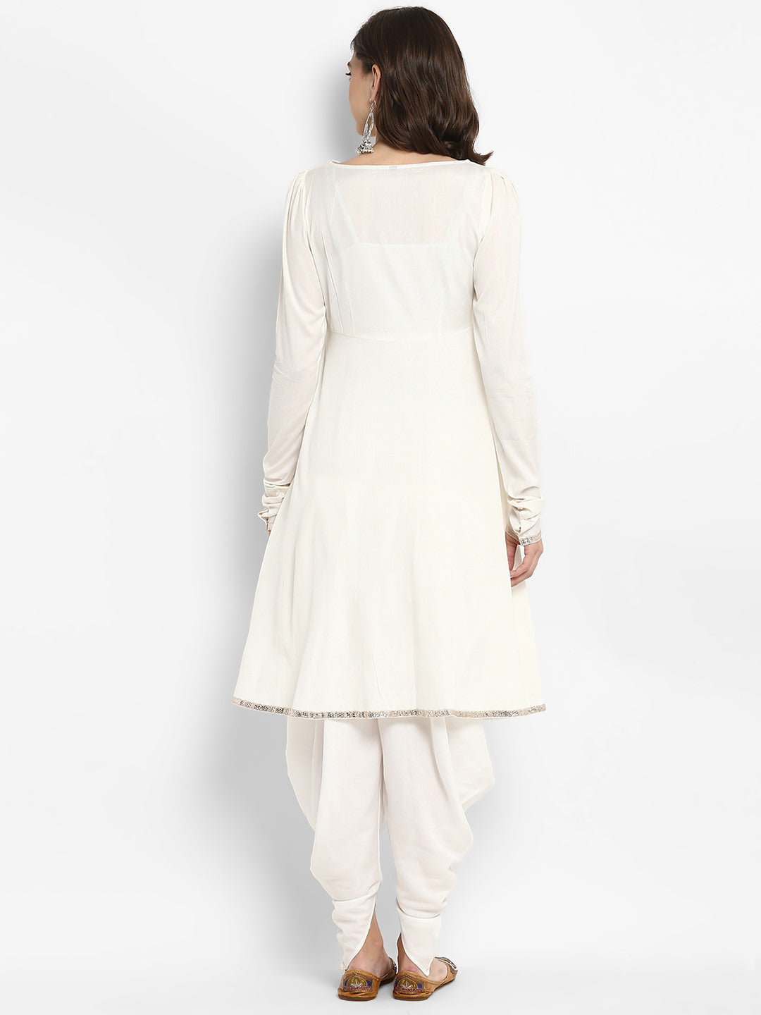 Off-White Banarasi Kurta with Dhoti Pants.