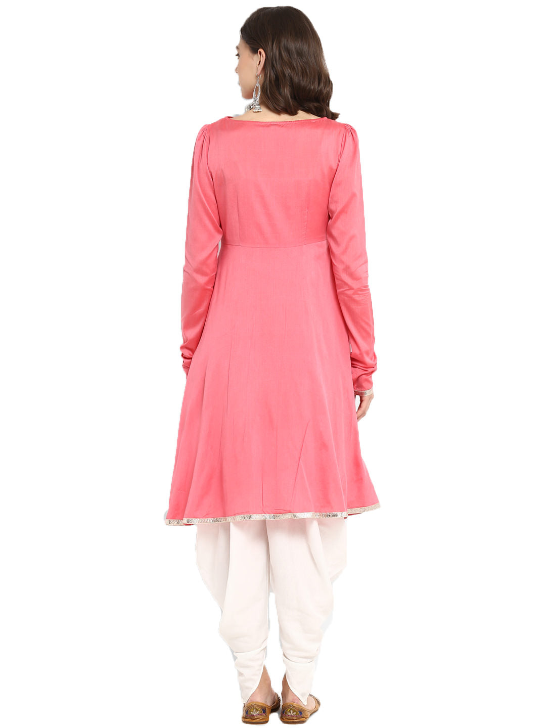 Punch Pink Flared Kurta With Dhoti Pants