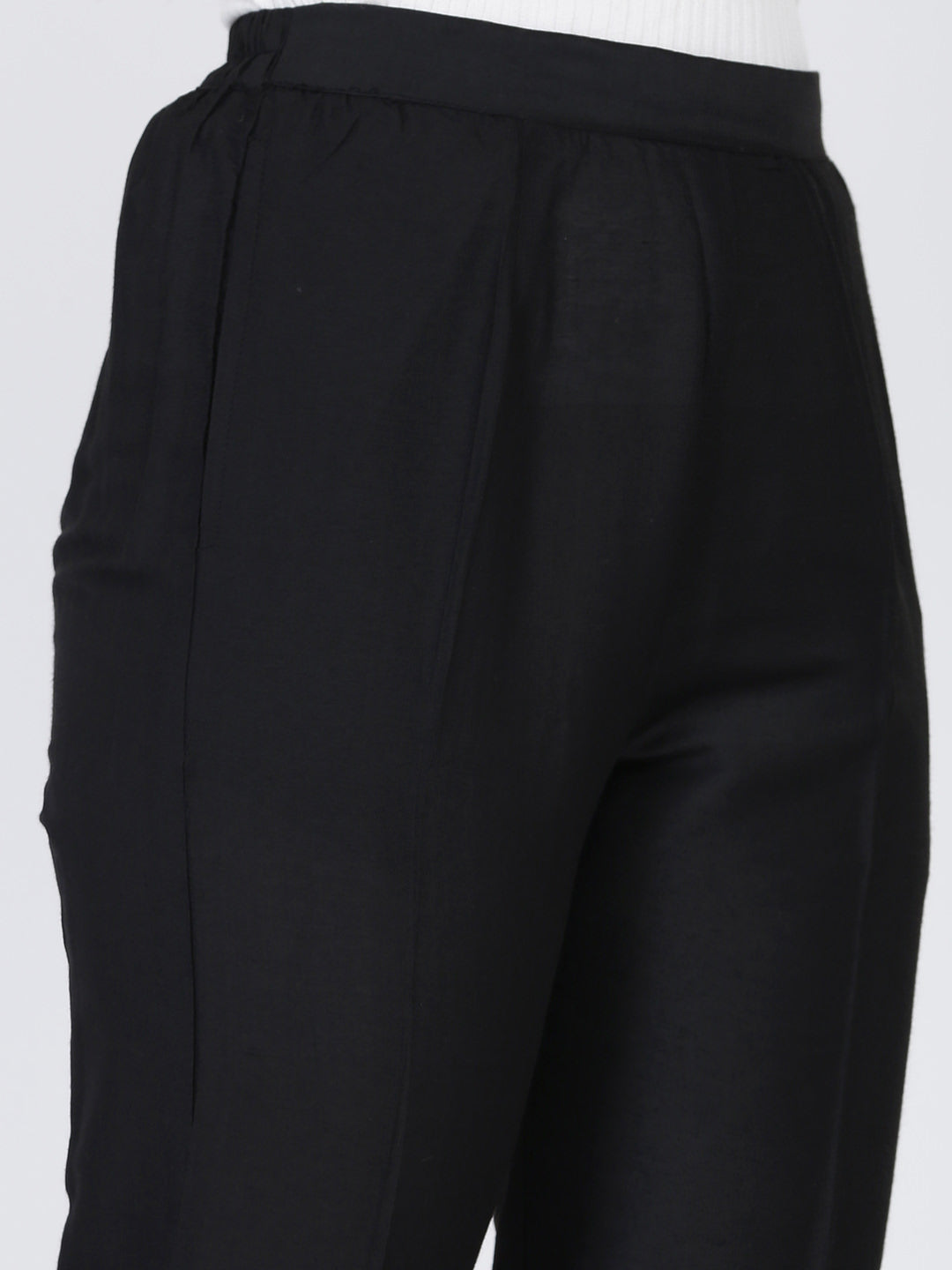 Black Awadh Neck Flared Kurta With Straight Pants