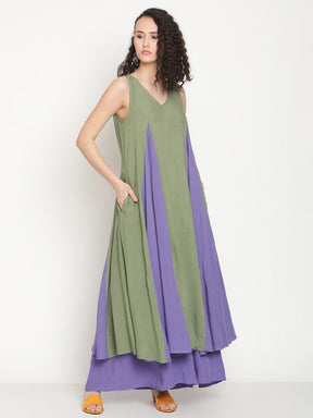 Jade Green Kurta With Godet Panels and Palazzo Pants