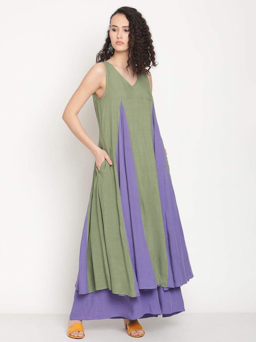 Jade Green Kurta With Godet Panels and Palazzo Pants