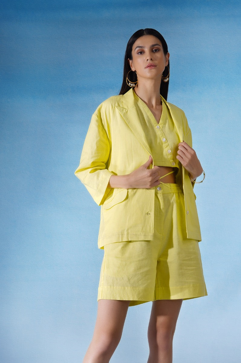 Kiara Jacket paired with shorts and top