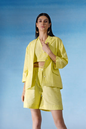 Kiara Jacket paired with shorts and top