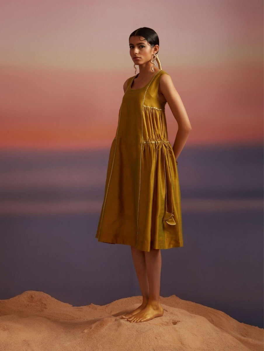 Macaw Green Flared Dress