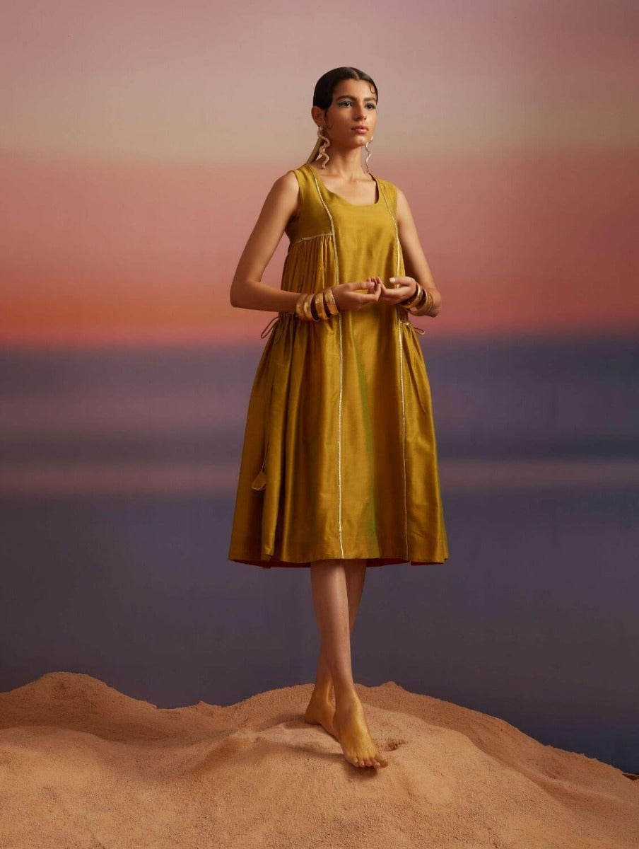 Macaw Green Flared Dress