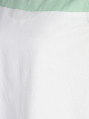 Color blocked Cotton Linen boxy Pleated top