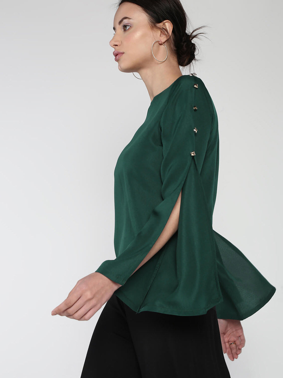 Stud buttoned detail partywear top