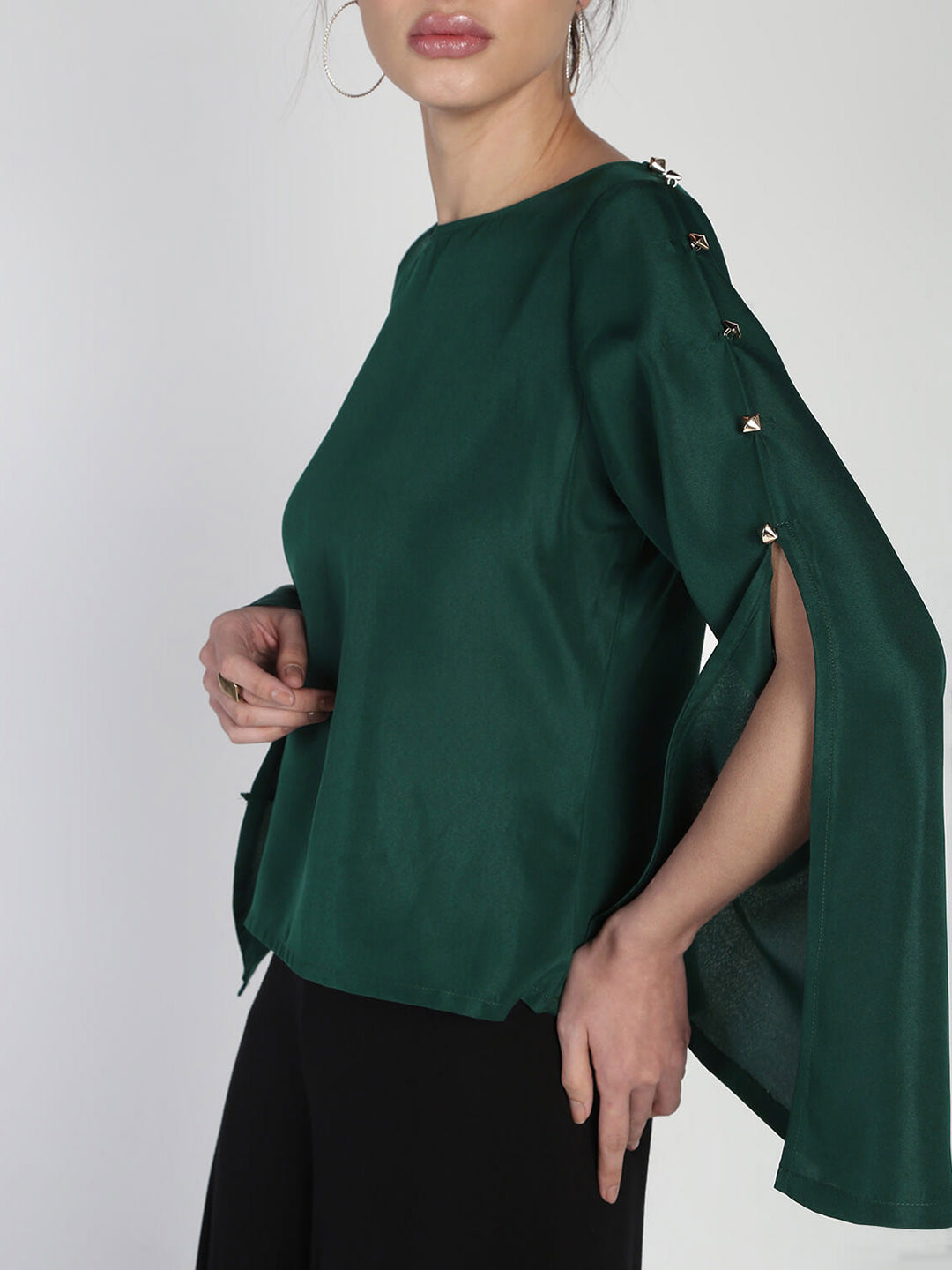 Stud buttoned detail partywear top