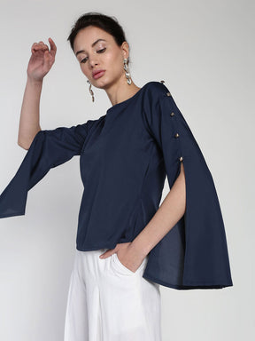Stud buttoned detail partywear top