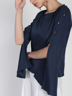 Stud buttoned detail partywear top