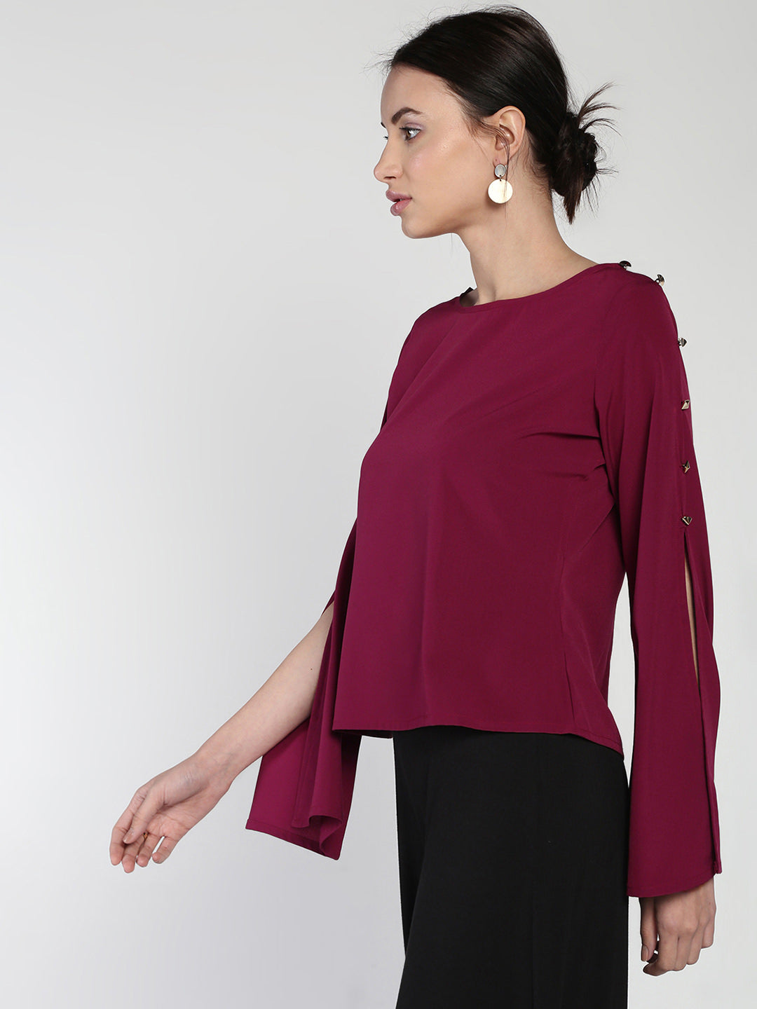Stud buttoned detail partywear top