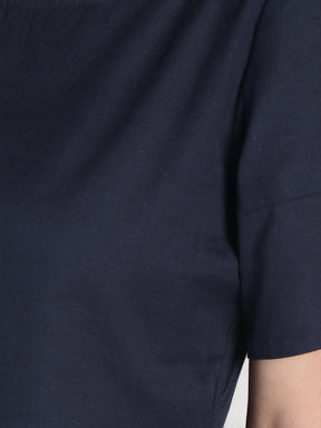 Geometric structured comfort cotton linen top